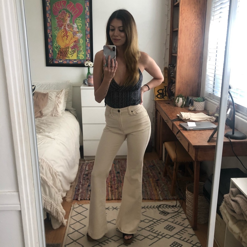 Free People Cream Bell Bottoms